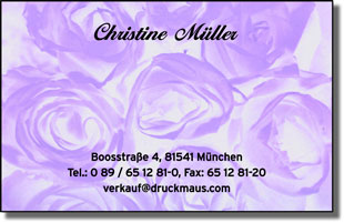 7467 - Visitenkarten lila-Rosen