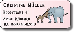 773 - Aufkleber Esel+Elefant